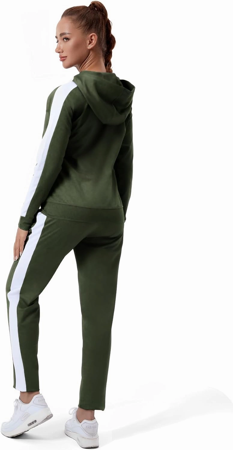 TEZO Womens Full Zip-Up Hoodie Tracksuit Set Long Sleeve Casual Jogging Suits Workout Gym 2 Piece Outfits with Pockets