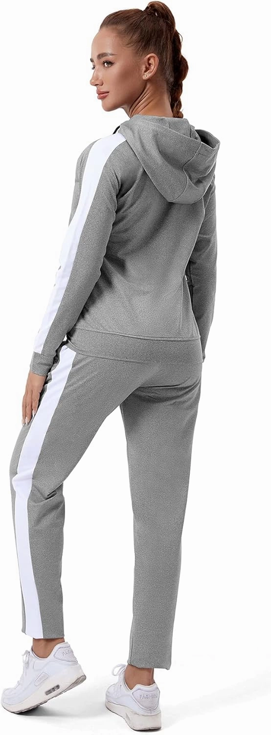 TEZO Womens Full Zip-Up Hoodie Tracksuit Set Long Sleeve Casual Jogging Suits Workout Gym 2 Piece Outfits with Pockets