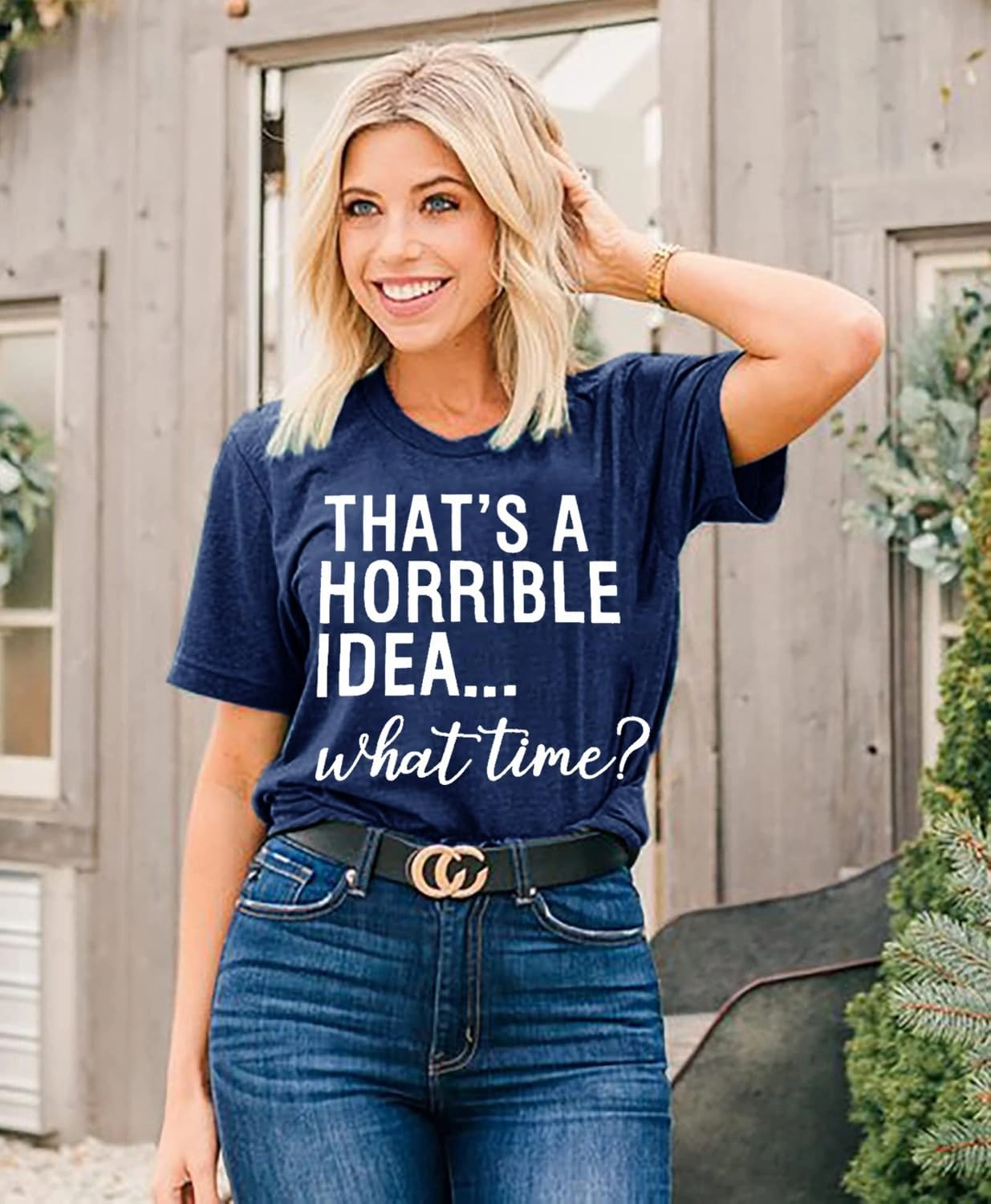 Thats A Horrible Idea What Time T Shirt Womens Cute Funny Saying Letter Print Party Shirt Graphic Tee Tops