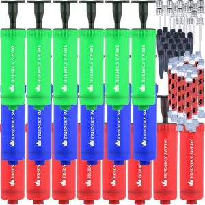 The Friendly Swede Ball Pump for Sports Balls — Hand Air Pump Including Needles and Nozzles; Built-in Needle Storage & Flexible Hose; Suitable for Basketball, Soccer, Volleyball - Multipack