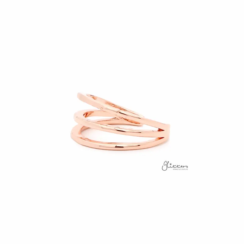 Three Lines Plain Band Toe Ring - Rose Gold