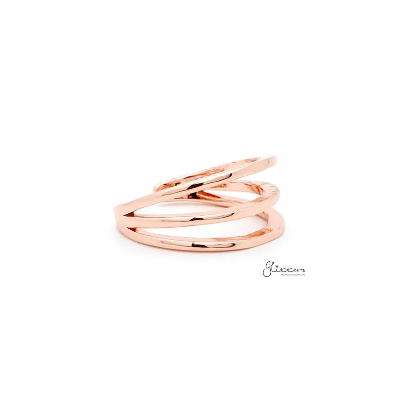 Three Lines Plain Band Toe Ring - Rose Gold