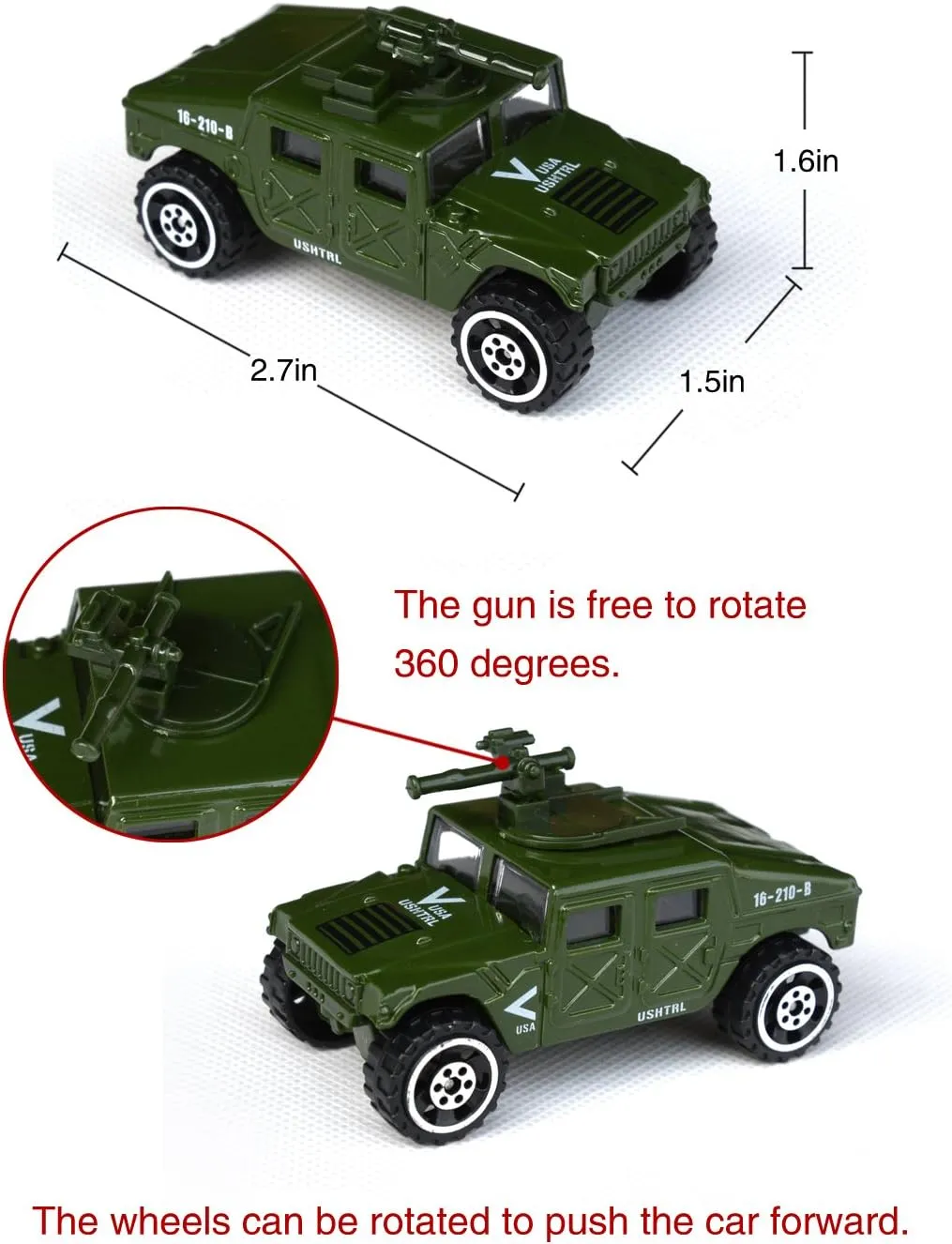 Tianmei 6 Cars in 1 Set Military Styling 1:87 Alloy Diecast Vehicle Models Collection Kids Toy, Armament Series Helicopter Tank Truck Armored Car (6pieces - Army)