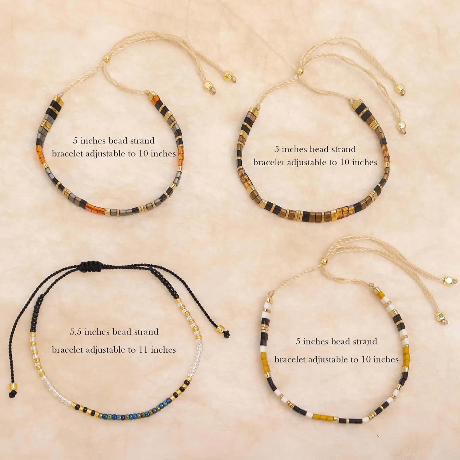 Tila Flat Beads Bracelets Stack Set for Women, Handmade Gold Beads Gemstone Colorful Stretch String Bracelet Outfit Accessories Jewelry Gift.