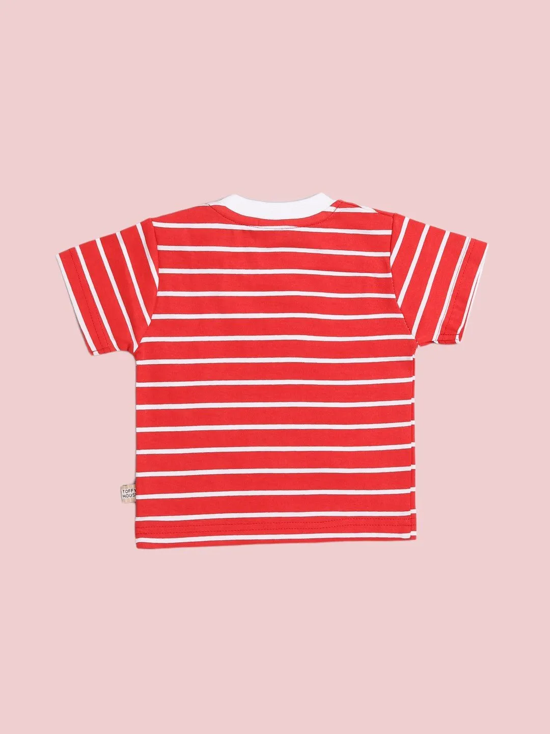 ToffyHouse Baby Boy Little Helicopter Striped T-Shirt and Denim Shorts Set