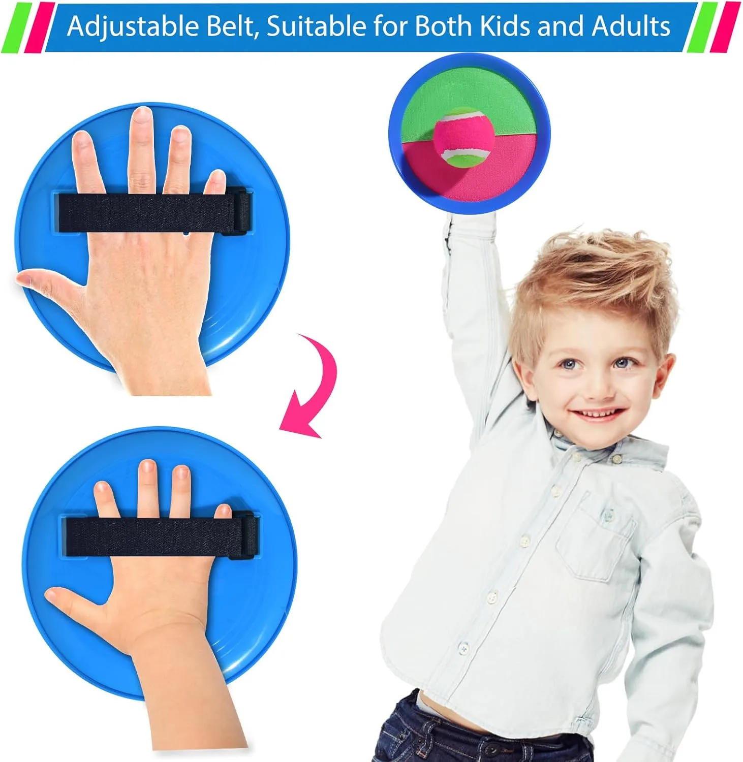 Toss and Catch Ball Set, Paddle Catch Ball and Toss Game for Kids, Great Beach Games/Backyard Games/Outdoor Games for Kids and Family