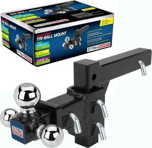 TowSmart Adjustable Tri-Ball Mount Hitch, 6,000-10,000 lbs Capacity, 2'' Receiver, 11.5'' Height Adjustment, Corrosion-Resistant, Fits Class III & IV