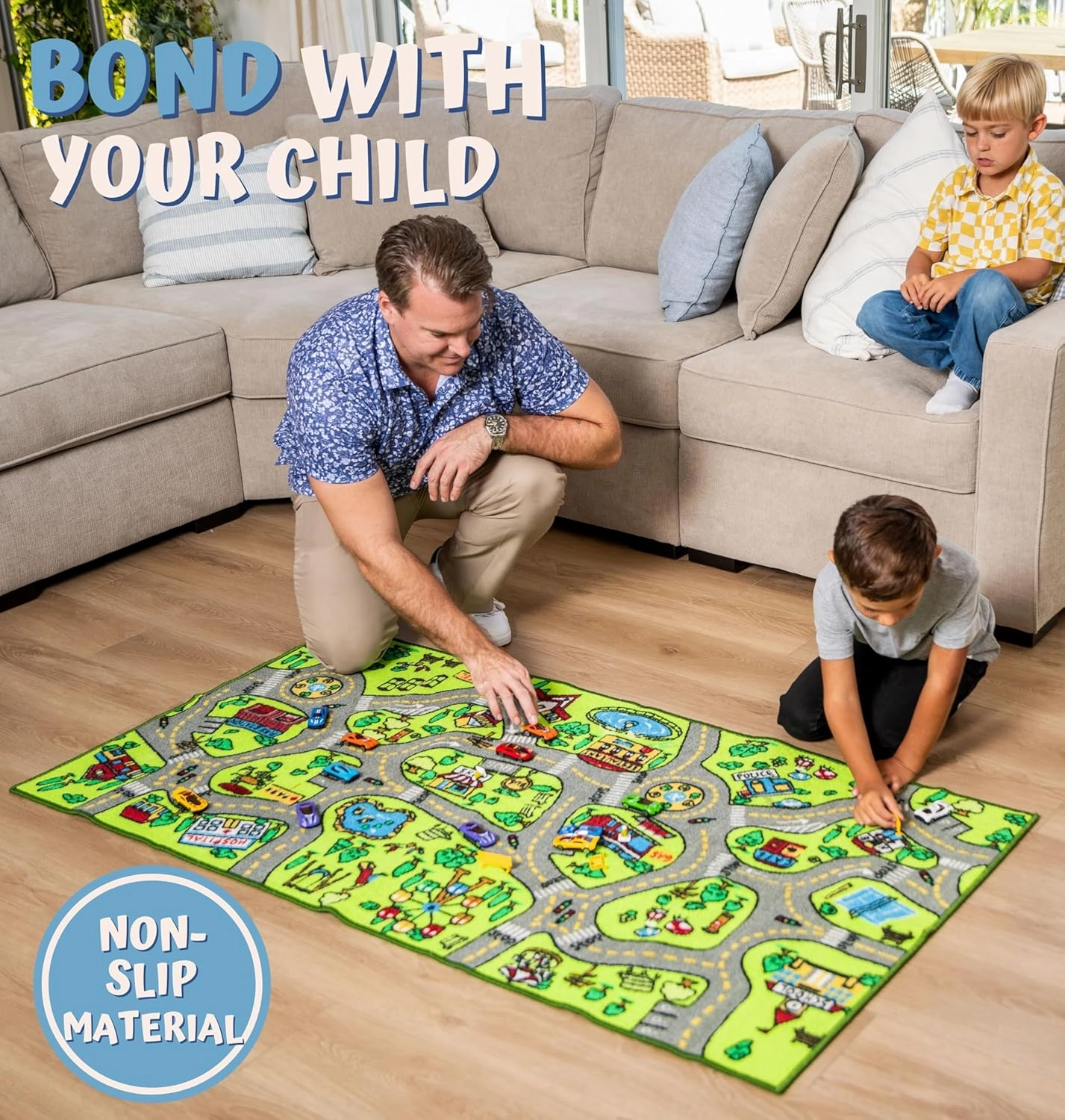 ToyVelt Kids Carpet Playmat Car Rug – Educational Road Traffic Carpet Multi Color Play Mat - Best Kids Rugs for Playroom & Kid Bedroom – for Ages 3-12 Years Old (43" L x 26" W)