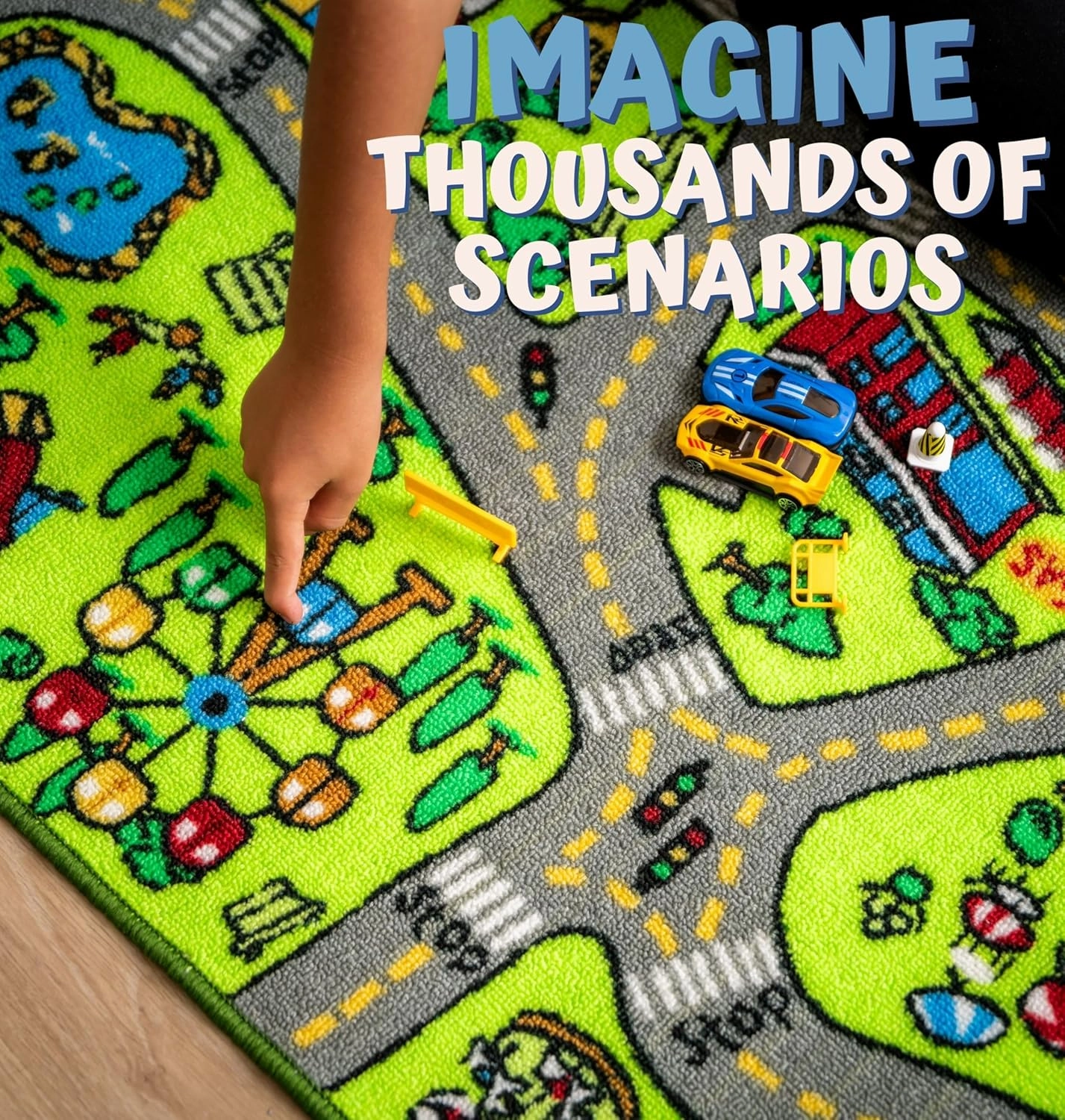 ToyVelt Kids Carpet Playmat Car Rug – Educational Road Traffic Carpet Multi Color Play Mat - X-Large 71" x 39" Best Kids Rugs for Playroom & Kid Bedroom – for Ages 3-12 Years Old