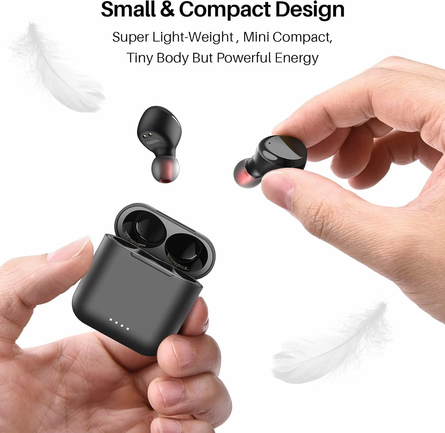 TOZO T6 True Wireless Earbuds Bluetooth 5.3 Headphones 50H Long Playtime, Wireless Charging Case, IPX8 Waterproof Stereo Earphones, Built-in Mic Calls, Headset Premium Deep Bass 32 Preset EQs via APP