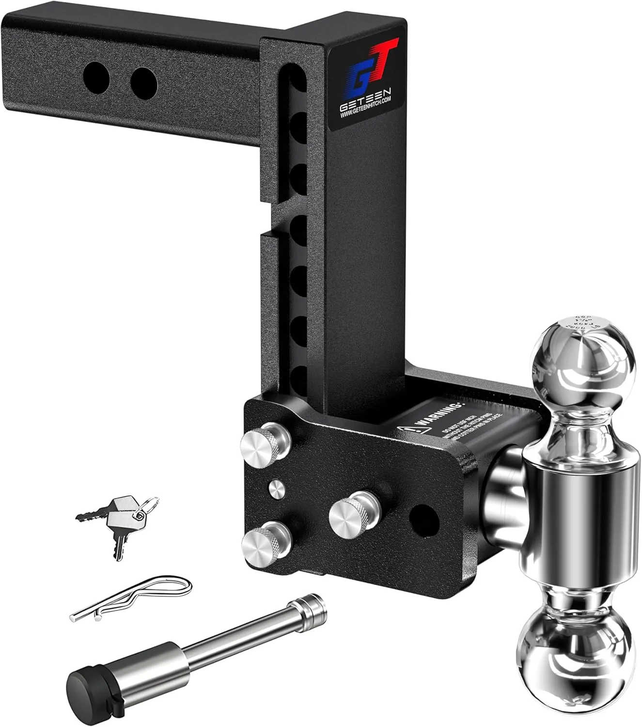 Trailer Hitches, Adjustable Trailer Hitch Ball Mount - Fits 2.5" Receiver, Dual Ball (2" x 2-5/16"), 7" Drop, 15,000 GTW - GT25072B