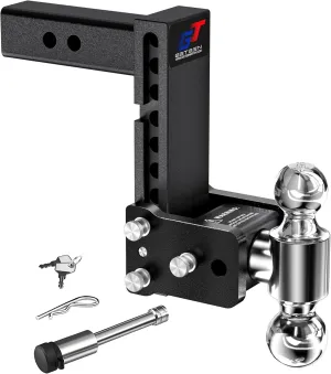Trailer Hitches, Adjustable Trailer Hitch Ball Mount - Fits 2.5" Receiver, Dual Ball (2" x 2-5/16"), 7" Drop, 15,000 GTW - GT25072B