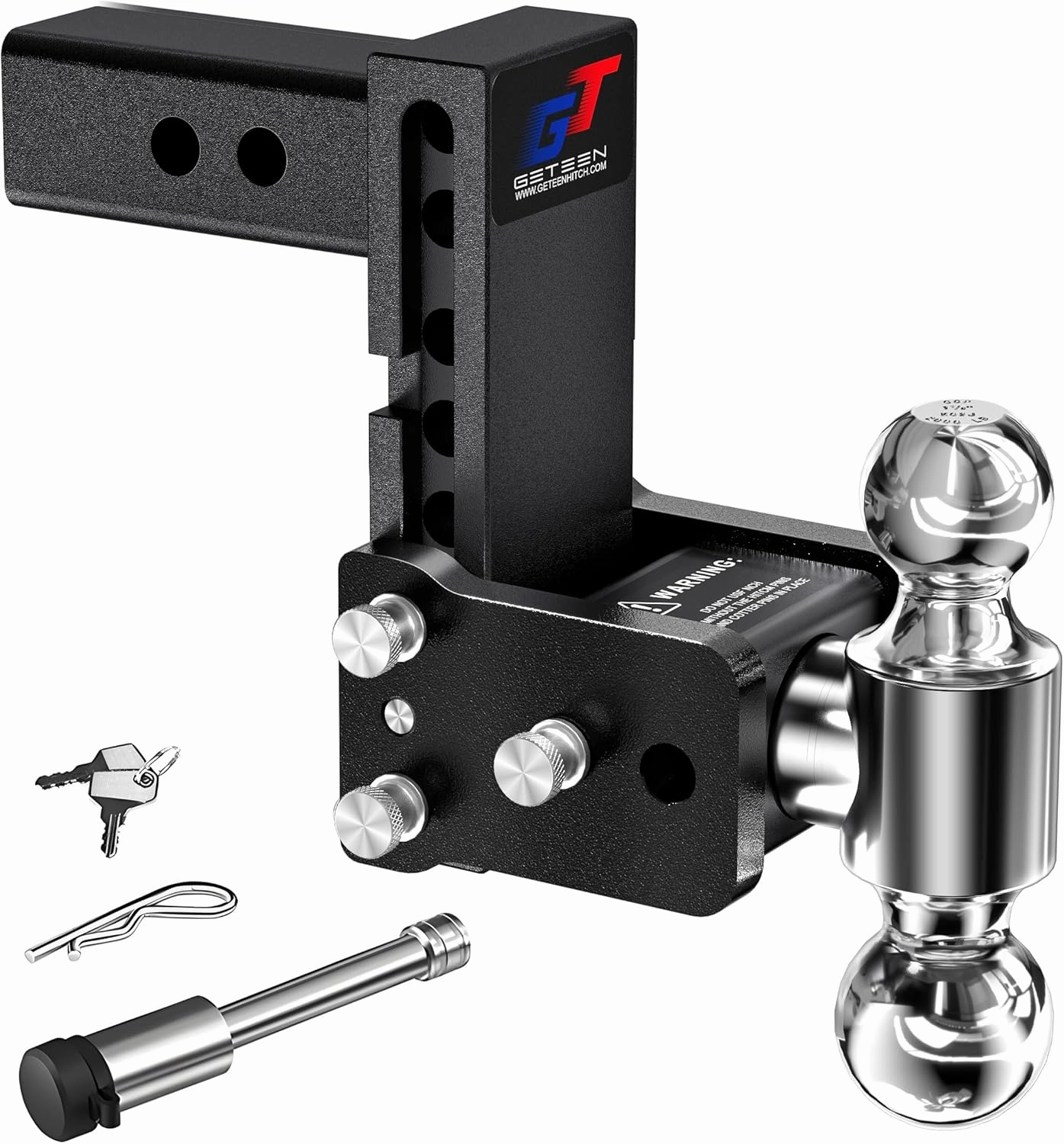 Trailer Hitches, Adjustable Trailer Hitch Ball Mount - Fits 2.5" Receiver, Dual Ball (2" x 2-5/16"), 5" Drop, 15,000 GTW - GT25052B