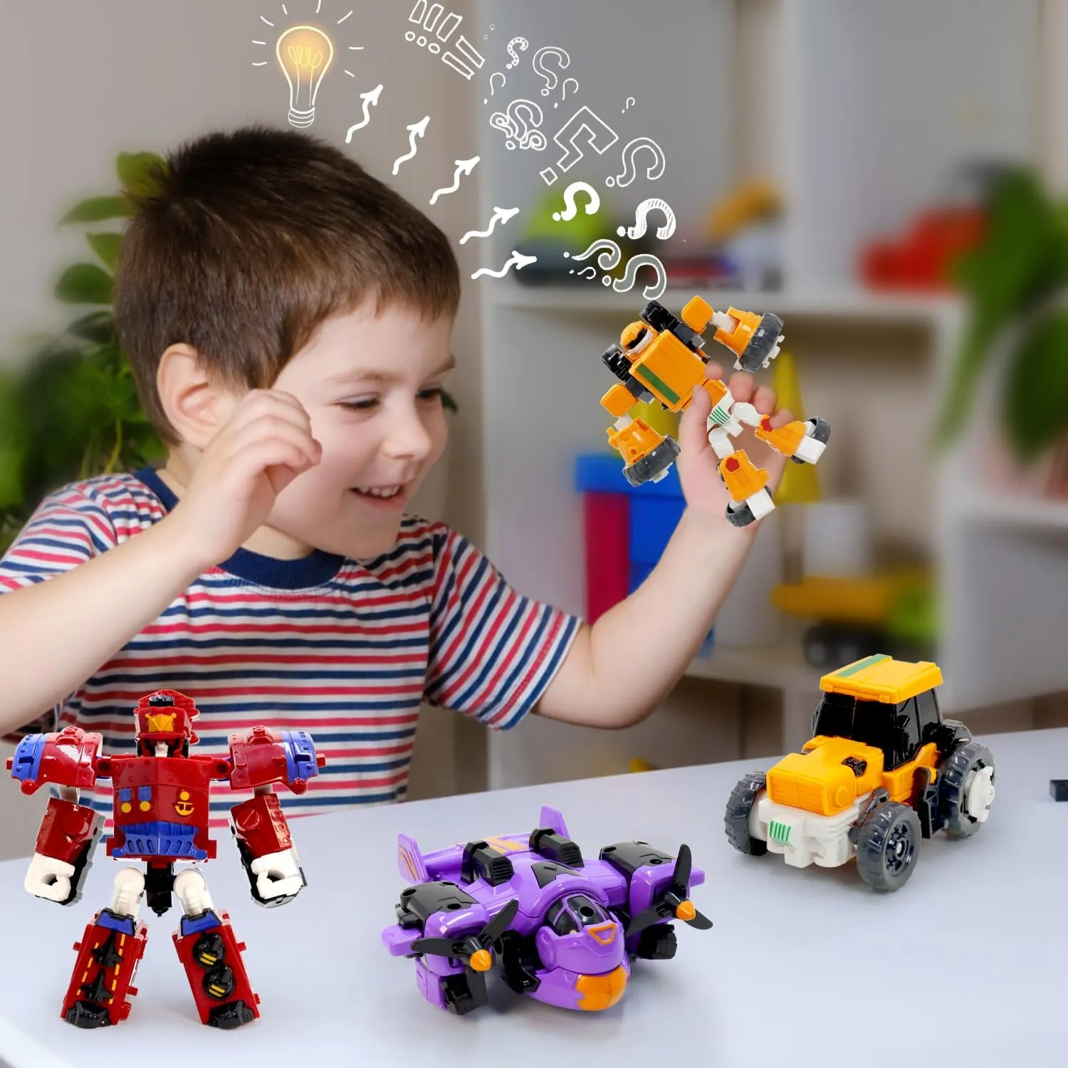 Transforming Robot Toys Cars Set for 3 4 5 6 7 Year Old Kids Boys Girls Hero Figure Modified Toddler Airplane Ships Tanks Rescue Vehicle Playset