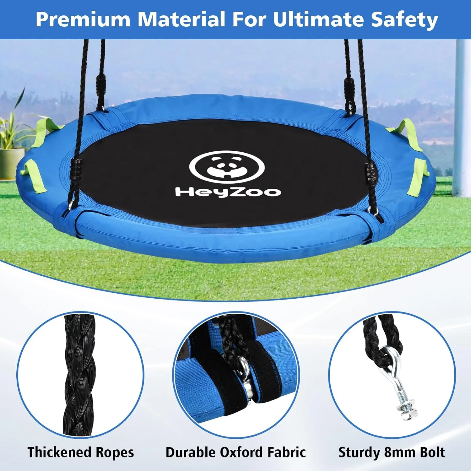 Tree Swing, Saucer Flying Swing 40 Inch for Kids, 900lbs Weight Capacity, with Adjustable Hanging Straps, for Backyard and Outdoor Playground, Gifts for Kids, Blue