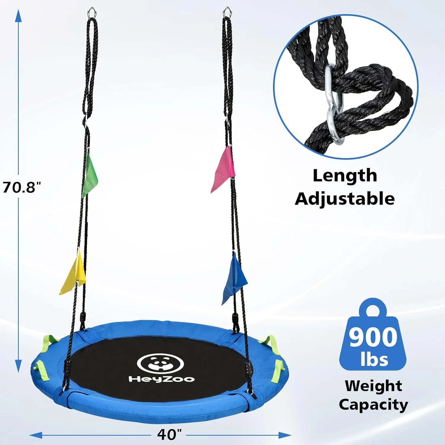 Tree Swing, Saucer Flying Swing 40 Inch for Kids, 900lbs Weight Capacity, with Adjustable Hanging Straps, for Backyard and Outdoor Playground, Gifts for Kids, Blue