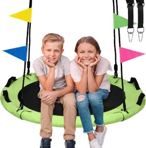 Tree Swing, Saucer Swing 40 Inch for Kids, 900lbs Weight Capacity, with Adjustable Hanging Straps, for Backyard and Outdoor Playground, Yellow-Green