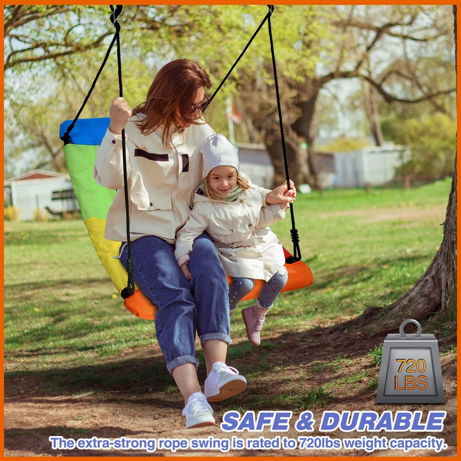 Trekassy 700lb Giant 60" Skycurve Platform Metal Tree Swing for Kids and Adults Wear- Resistant with 2 Hanging Straps