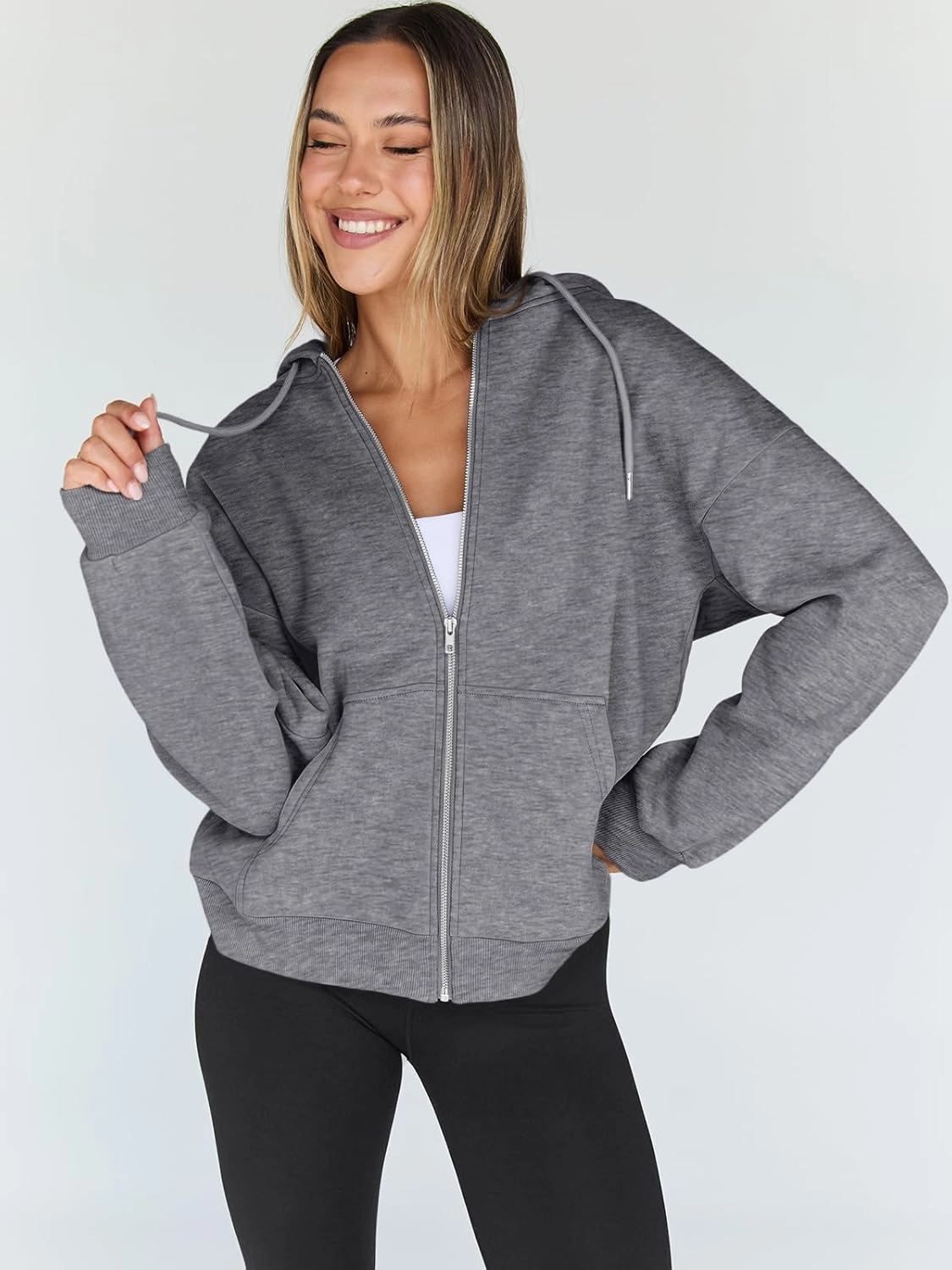 Trendy Queen Womens Zip Up Hoodies Oversized Sweatshirts Fall Fashion Outfits Casual Jackets 2025 Winter Clothes