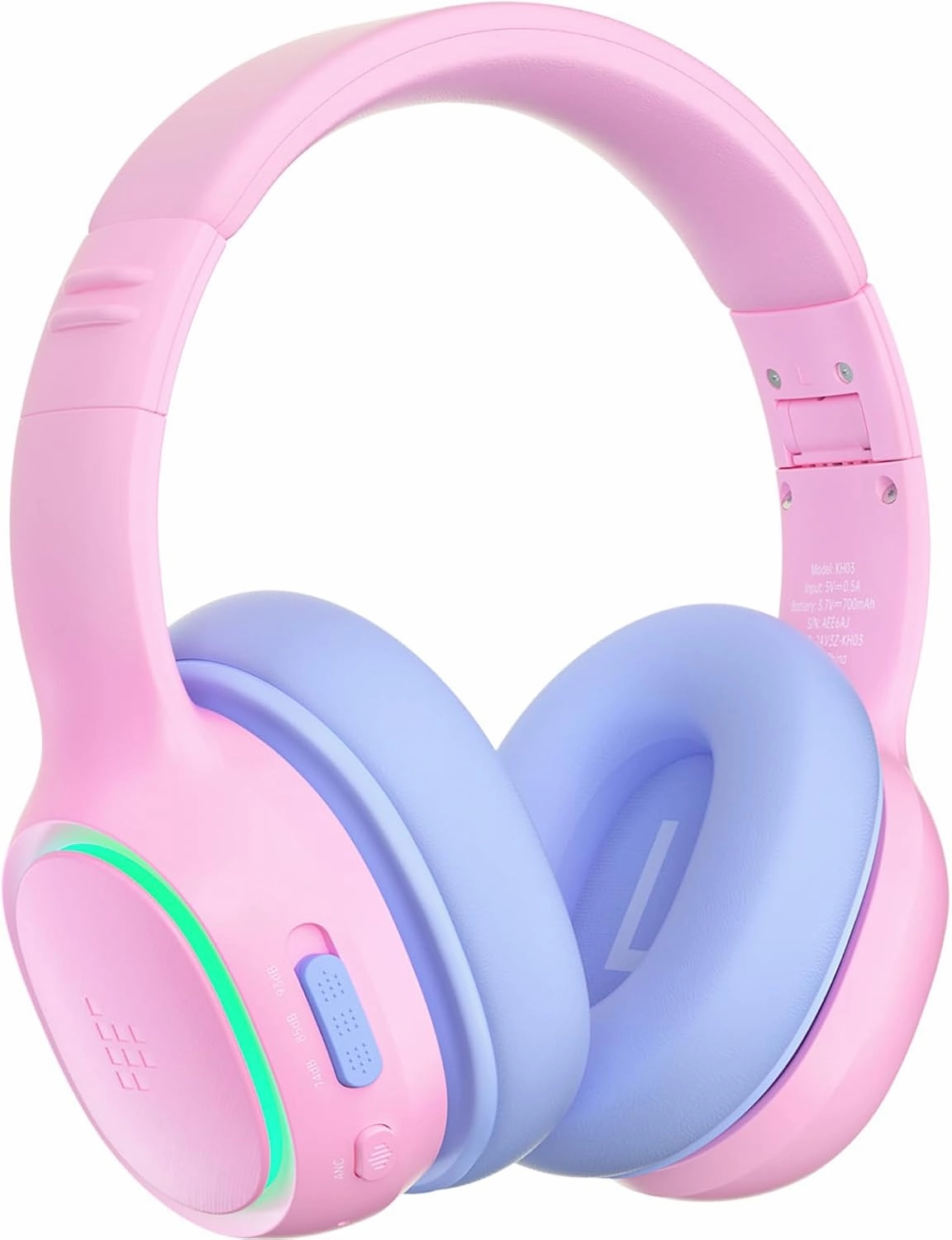 Tronsmart KH03 Kids Noise Cancelling Bluetooth Headphones, Safe Volume Control, Wireless Headphones with Light & Microphone, 70H Playtime, Built-in Audio Cable, for School/Travel/Airplane(Pink)