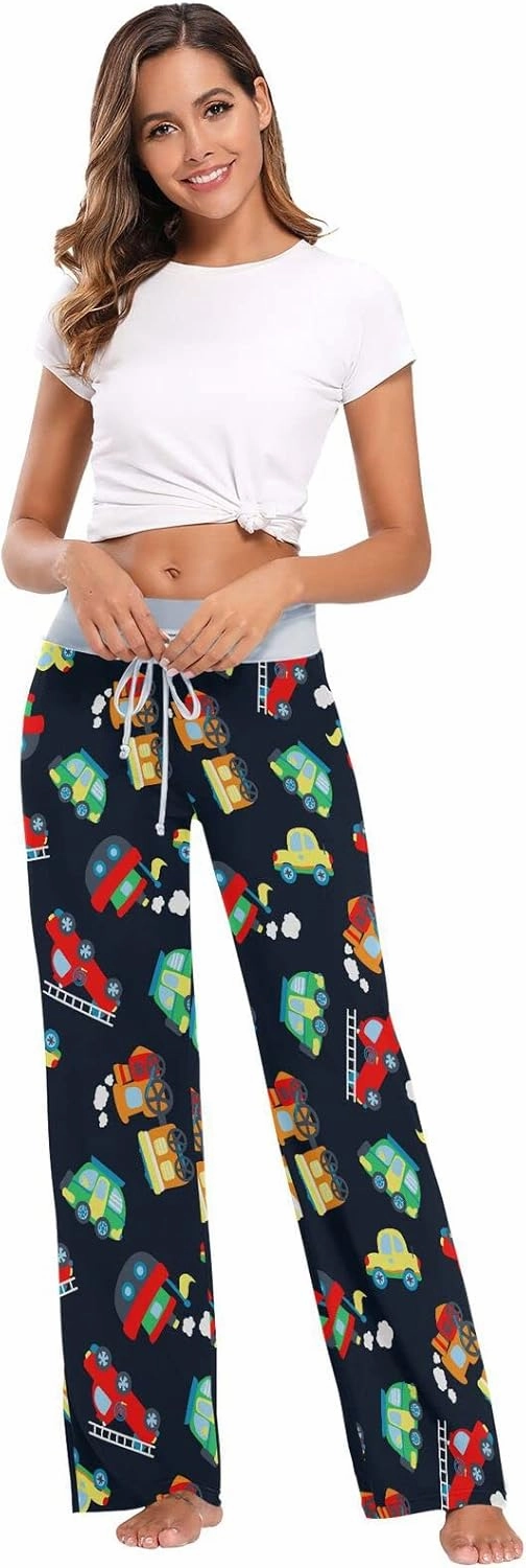 Truck Colorful Transport Car Women's Pajama Pants Under Construction Sleepwear XS-XL