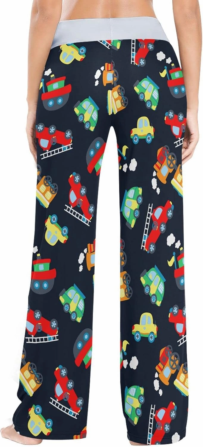 Truck Colorful Transport Car Women's Pajama Pants Under Construction Sleepwear XS-XL
