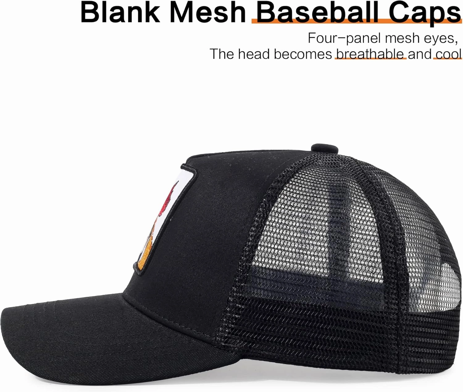 Trucker Hat Men Animal Snapback Hats Adjustable Embroidered Baseball Cap Mesh Breathable Square Patch Women Caps