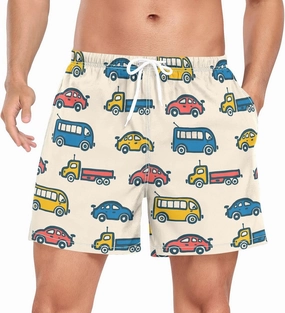 Trucks Men's Athletic Shorts Colorful Transport Car 2 in 1 Quick Dry Workout Gym Running Shorts for Men S-XXL