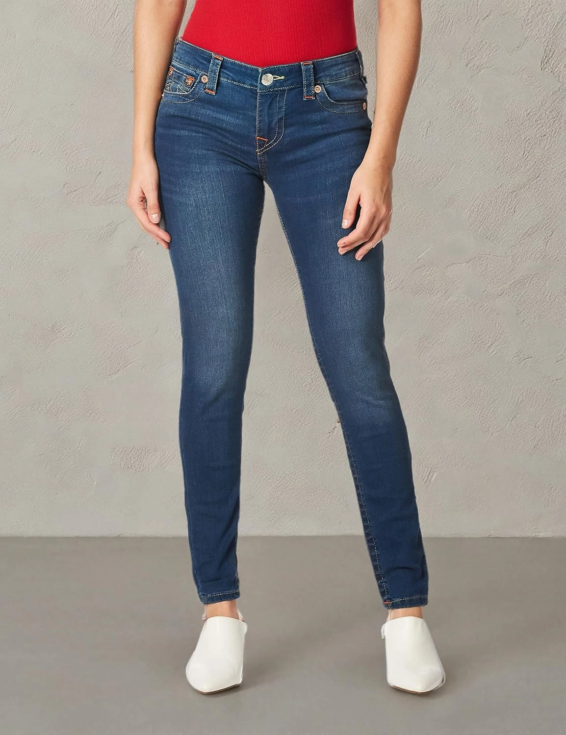 True Religion Women's Jennie Mid Rise Curvy Fit Skinny Ankle Jean