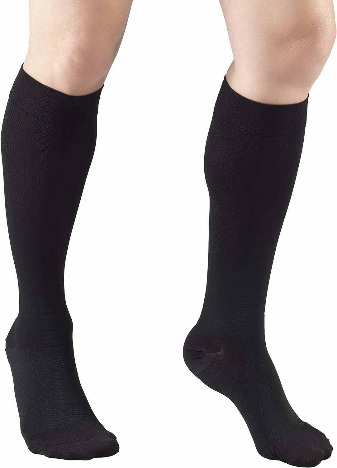 Truform 30-40 mmHg Compression Stockings for Men and Women, Knee High Length, Closed Toe, Black, Large
