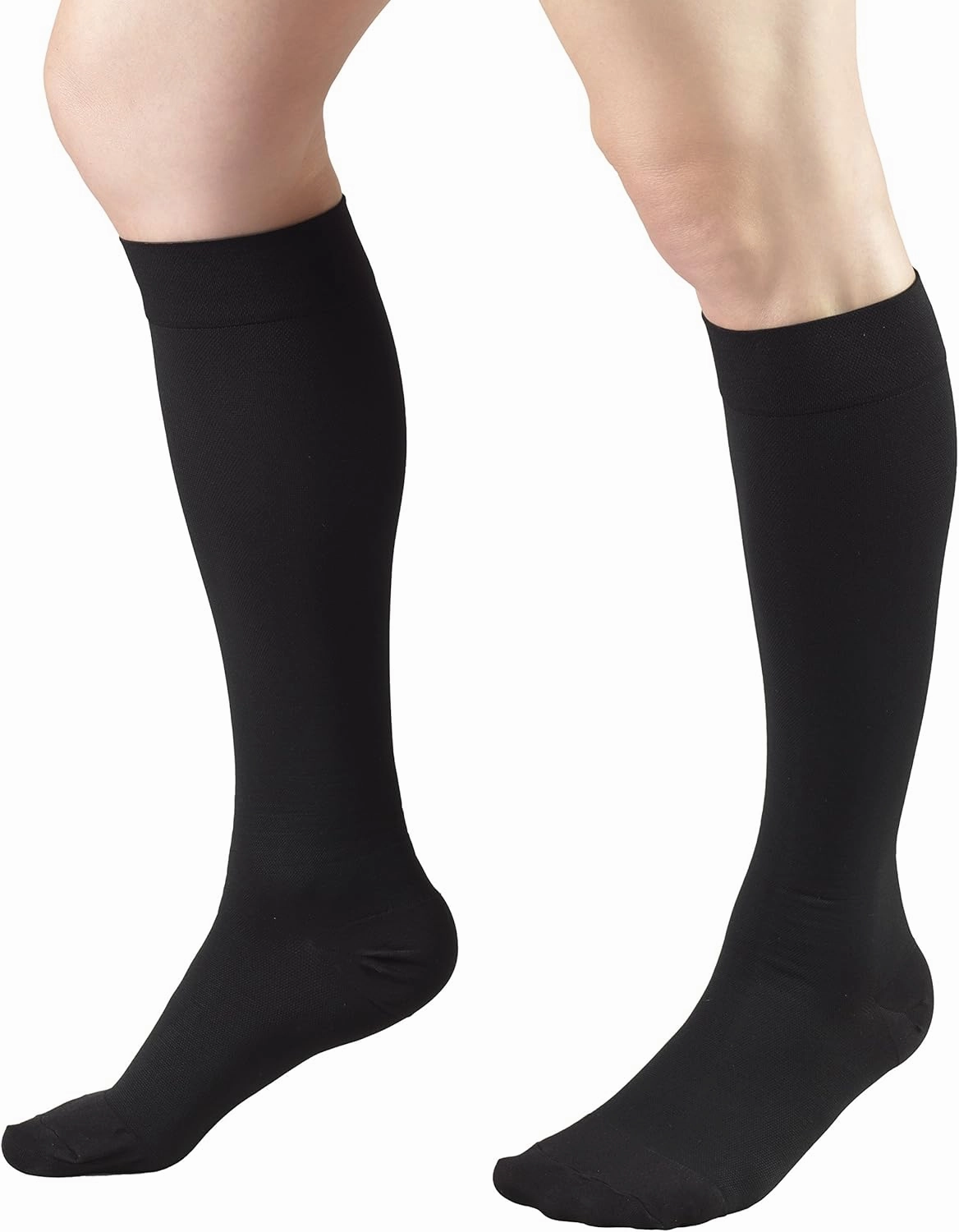 Truform 30-40 mmHg Compression Stockings for Men and Women, Knee High Length, Closed Toe, Black, Large