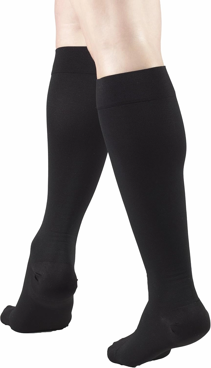 Truform 30-40 mmHg Compression Stockings for Men and Women, Knee High Length, Closed Toe, Black, Large