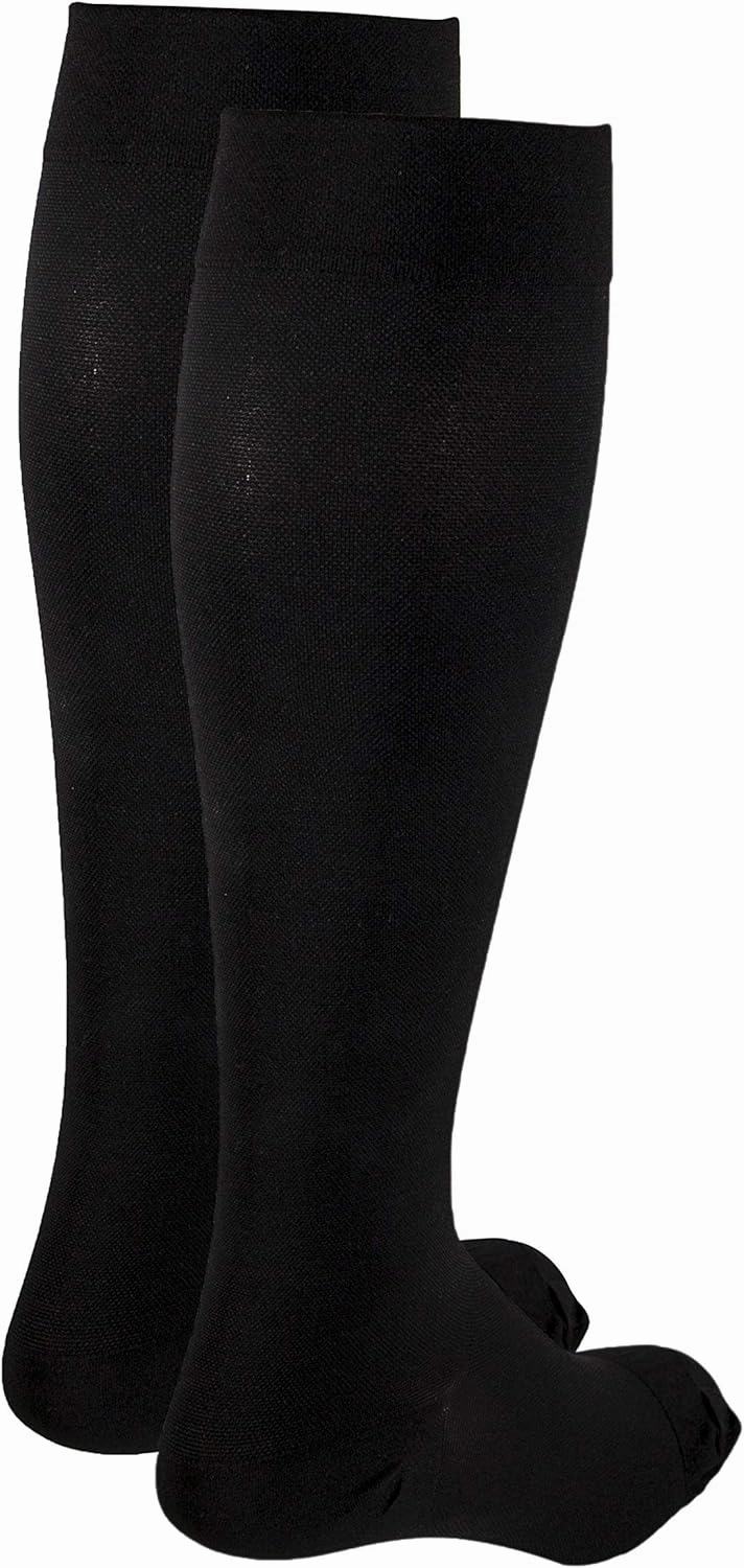 Truform 30-40 mmHg Compression Stockings for Men and Women, Knee High Length, Closed Toe, Black, Large