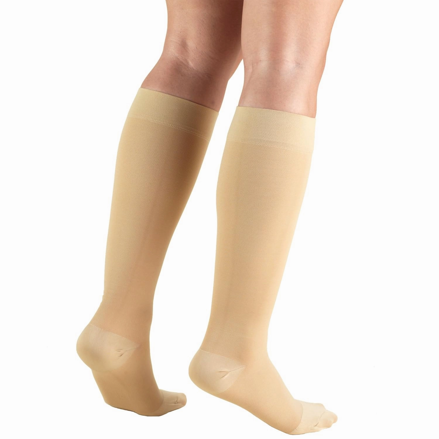 Truform Short Length 20-30 mmHg Compression Stockings for Men and Women, Reduced Length, Closed Toe, Beige, Small