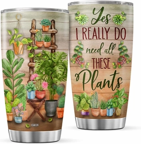 Tumbler With Inspirational Quote Plants 20oz Stainless Steel Vacuum Insulated Coffee Gardening Drinking Glass Botanical Sayings Tea Cups Travel Mugs For Women Girls Kids