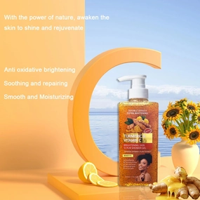 Turmeric and Vitamin C Brightening Shower Gel, 16.9 oz, Natural Skin Whitening Scrub with Anti-Oxidative Properties