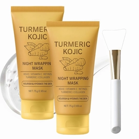 Turmeric Kojic Collagen Night Peel Off Mask, Hydrolyzed Collagen For Glowing Skin, Deep Cleansing, Reduces Fine Lines Great for All Skin (2)