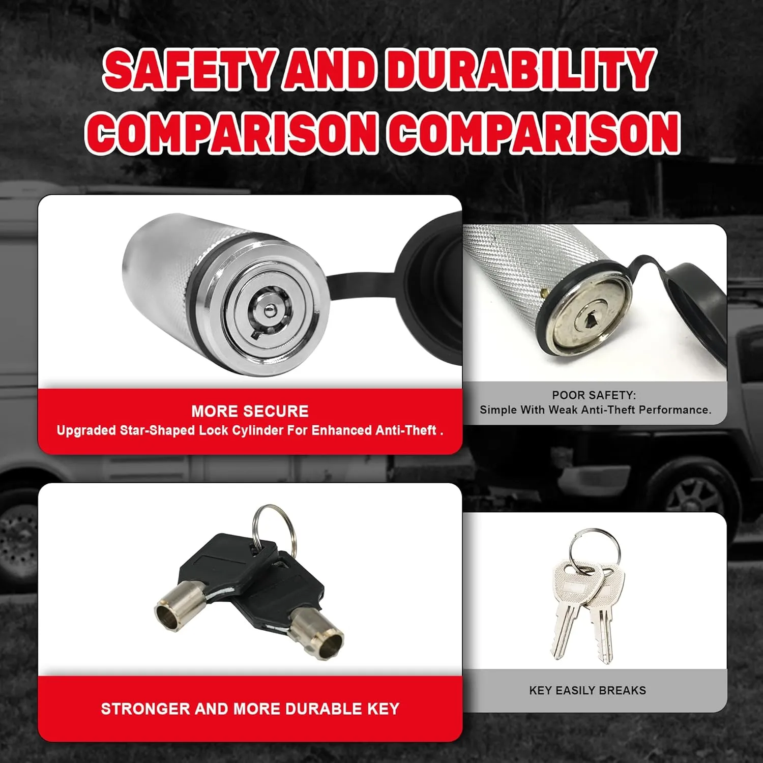 TYT Trailer Hitch Lock – 5/8" Dia, 4" Extra Long Receiver Pin for Class III/IV Hitches, 2 Keys, 8 O-Rings, Keyed Alike, Ideal for Tow Trucks, Bikes, Cars & Boats (Silver)
