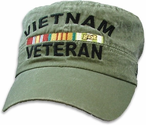 U.S Military Vietnam Veteran HAT Embroidered Military Ball Cap Khaki Stonewashed