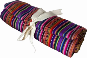 Unique Peruvian Style Striped Throw, Multicolor, Blanket for Yoga, Beach, Camping, Picnic, Outdoor Activities 70'' x 47'' - Lucio Fabrics Pack of 1