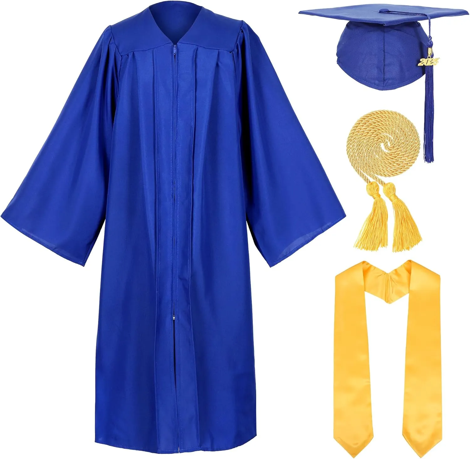 Unisex Matte Graduation Cap and Gown with Stole Honor Cords Set for High School College Bachelor