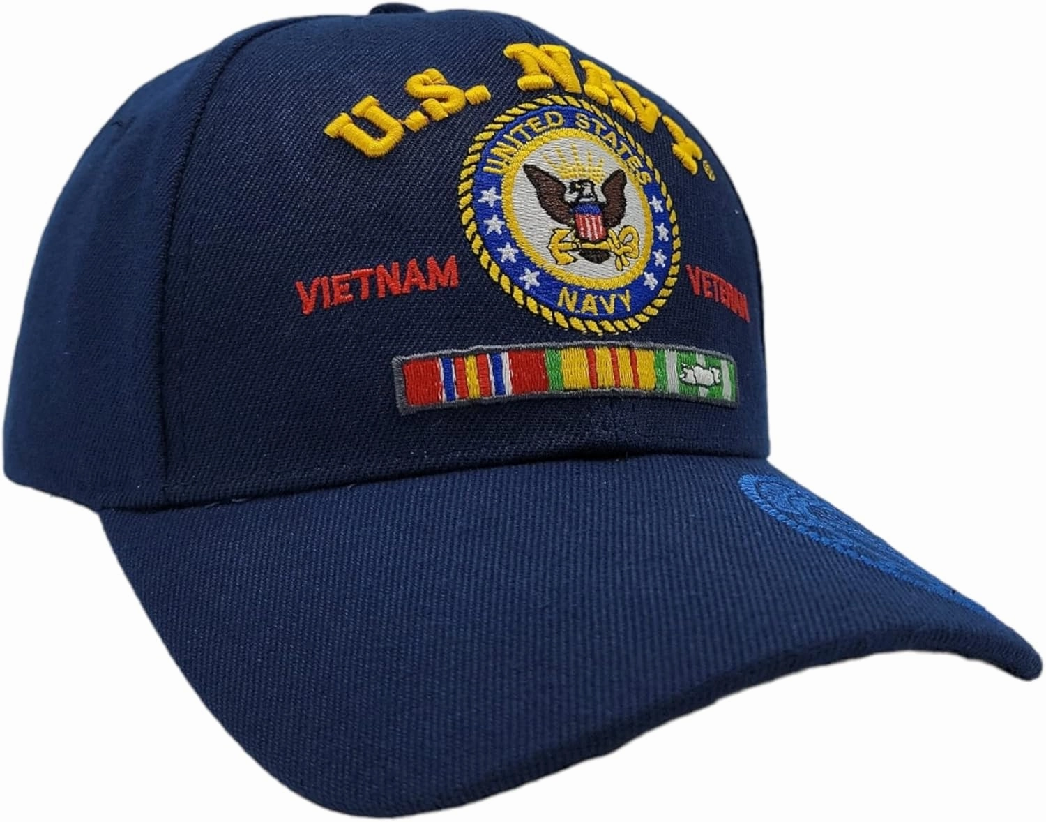 US Vietnam Veteran Military Army Navy Ball Cap with Ribbons - Honor Duty Country Hat