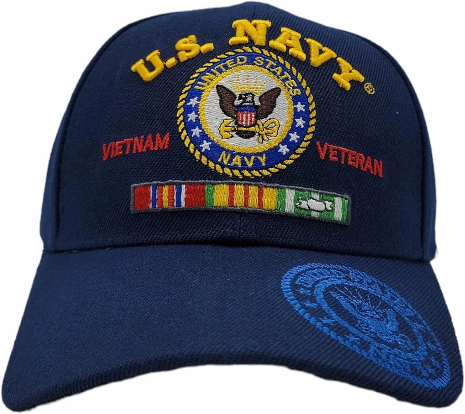 US Vietnam Veteran Military Army Navy Ball Cap with Ribbons - Honor Duty Country Hat