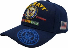 US Vietnam Veteran Military Army Navy Ball Cap with Ribbons - Honor Duty Country Hat