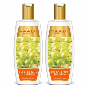 Vaadi Herbals Herbal Shampoo, ALL Natural - Suitable for All Hair Types - Pack of 2 X 11.8 Ounces (Amla Shampoo)