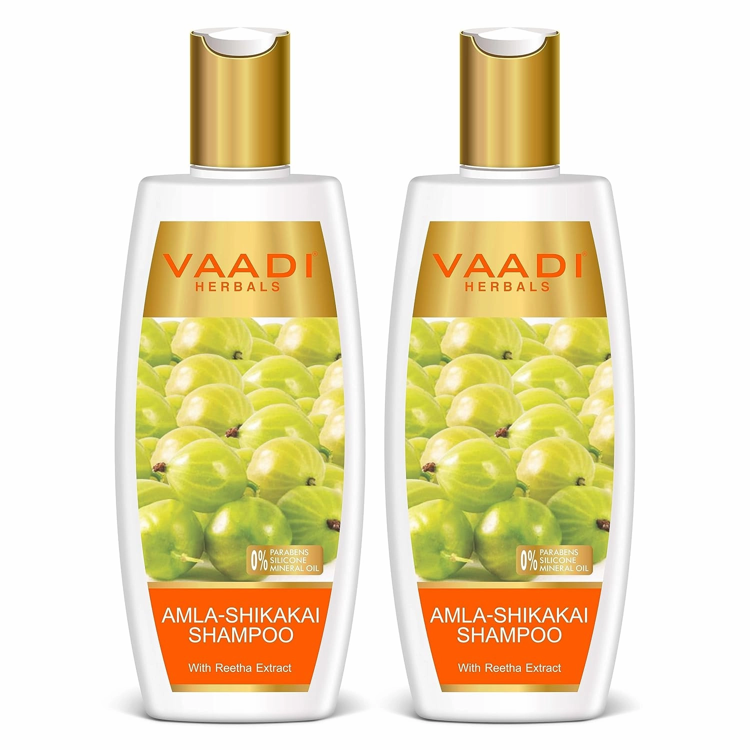 Vaadi Herbals Herbal Shampoo, ALL Natural - Suitable for All Hair Types - Pack of 2 X 11.8 Ounces (Amla Shampoo)