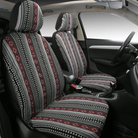VarCozy Baja Saddle Blanket Seat Covers, Front Seat Covers for Sedan, SUV, Truck, Universal Stripe Colorful Woven Automotive Seat Cover, Breathable, Washable, Airbag Compatible