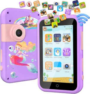 VATOS Kids Smart Phone Toy for Girls Boys 3 4 5 6 7 8 9 Years Old, 4" Large Touchscreen Mermaid Style Kids Cell Phone with Dual Camera, Music Player, Puzzle Game, 8GB Memory Learning Toy Birthday Gift