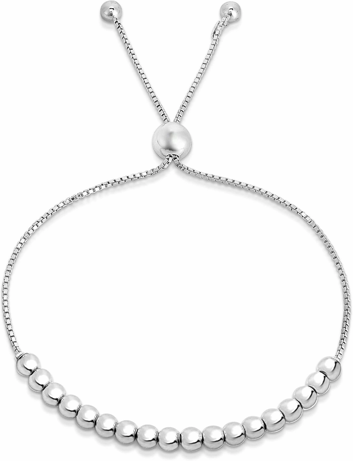 Verona Jewelers Sterling Silver Italian Adjustable Bolo Bead Ball Bracelet- Slider Bracelet For Women,Silver Bead Bracel...
