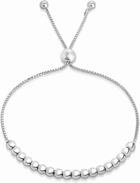 Verona Jewelers Sterling Silver Italian Adjustable Bolo Bead Ball Bracelet- Slider Bracelet For Women,Silver Bead Bracel...